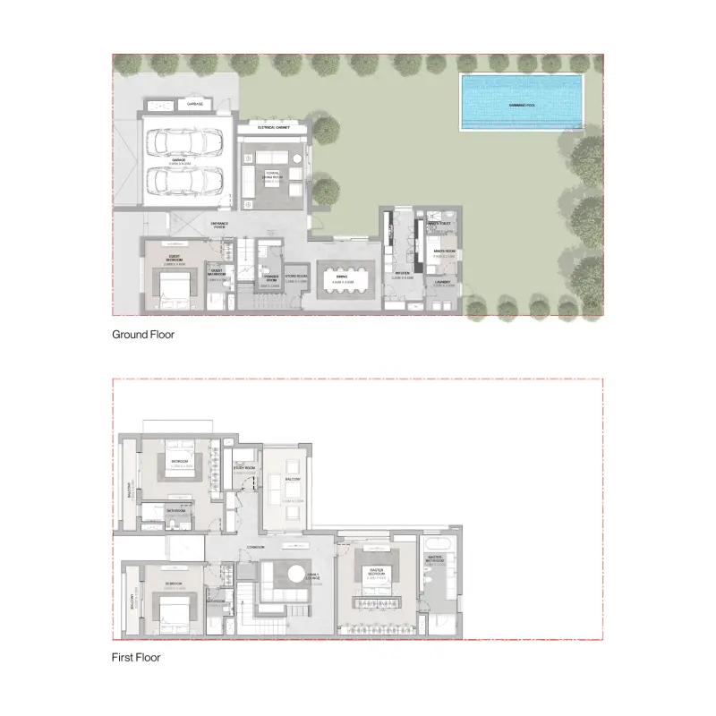 4 bedroom + pool floor plan