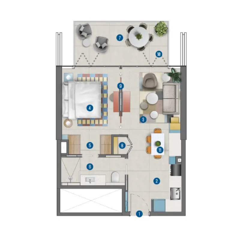 1 bedroom floor plan