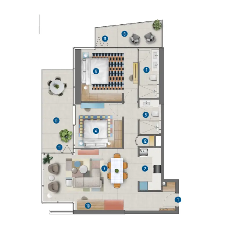 2 bedroom floor plan