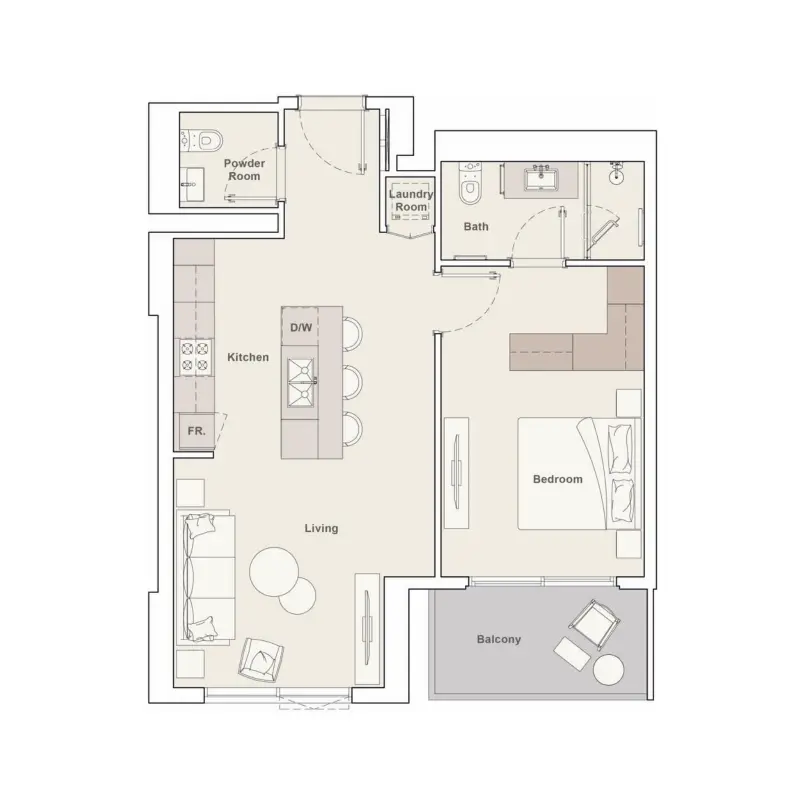 1 bedroom floor plan