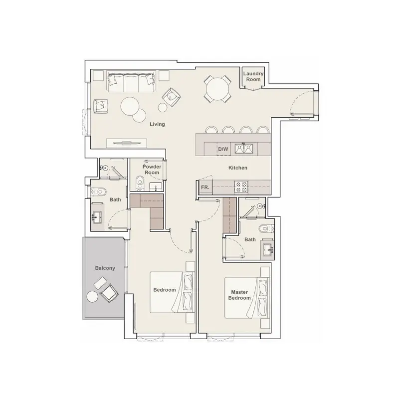 2 bedroom floor plan