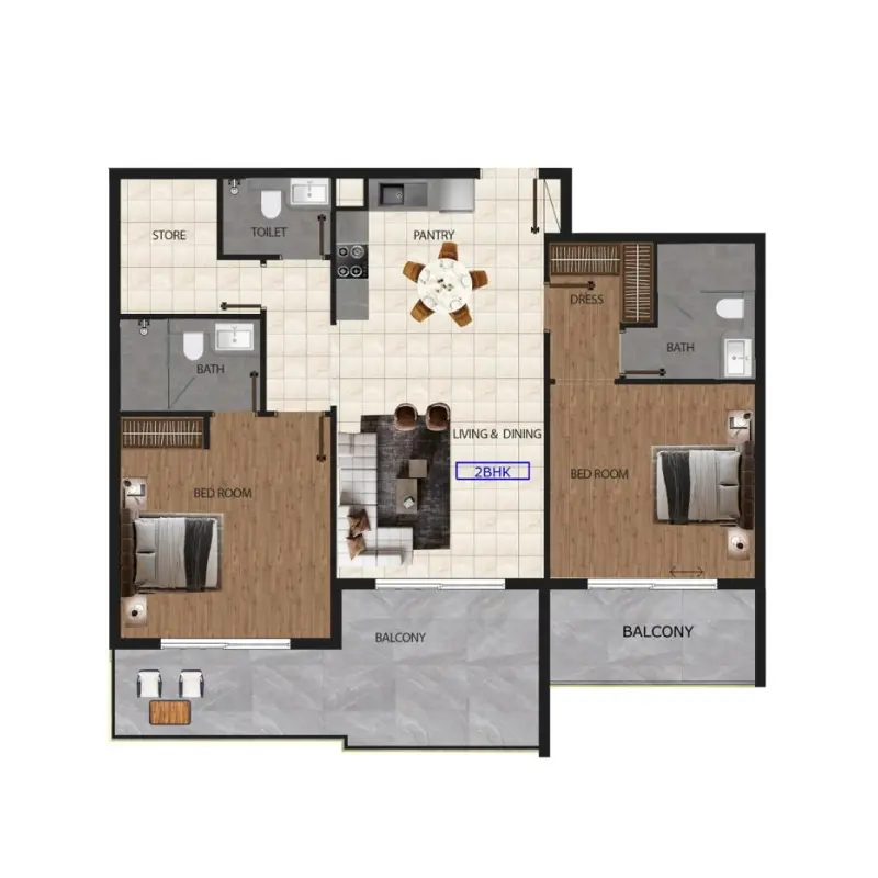 2 bedroom floor plan