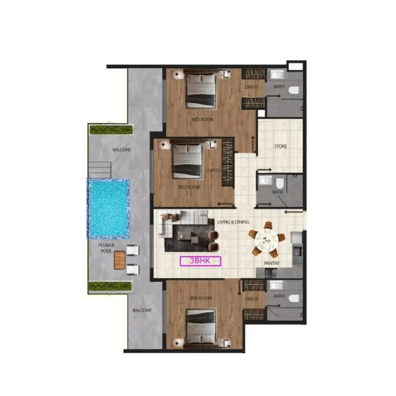 3 bedroom floor plan