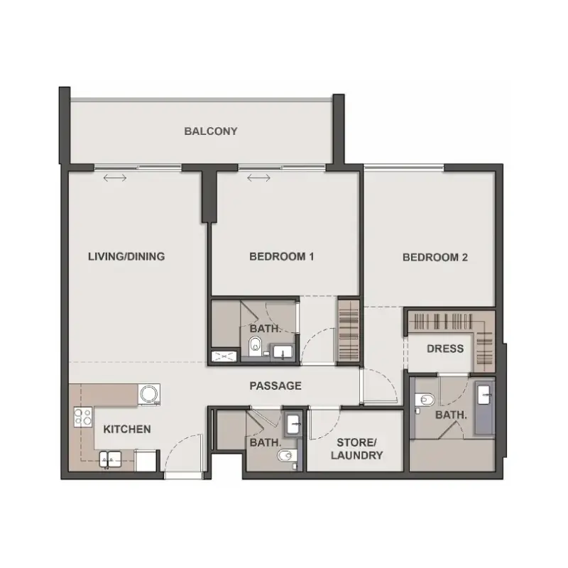 2 bedroom floor plan