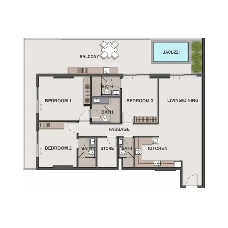 3 bedroom floor plan