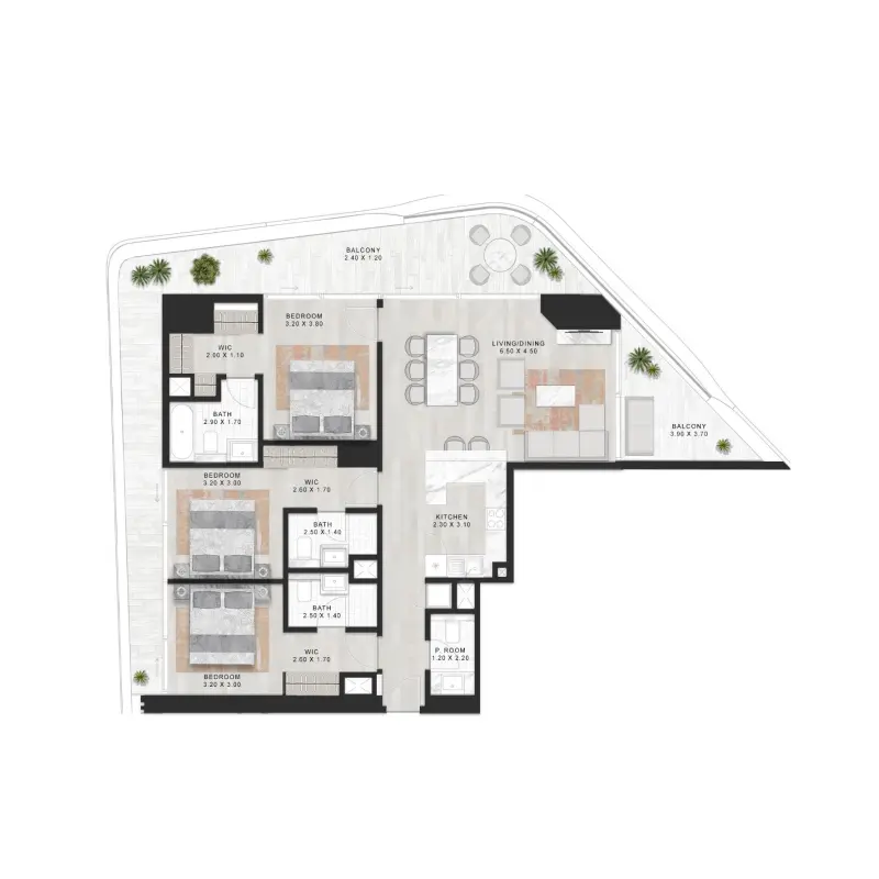 3 bedroom floor plan