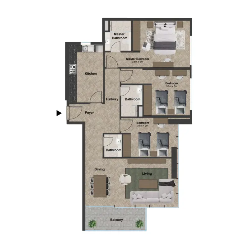3 bedroom floor plan