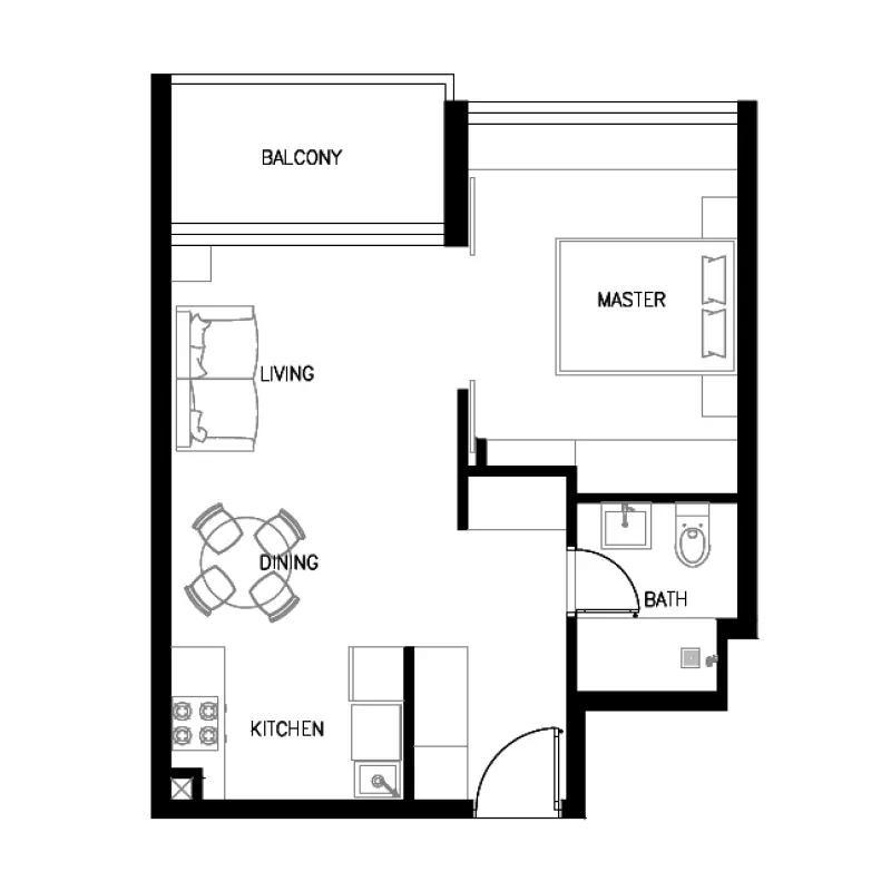 1 bedroom floor plan