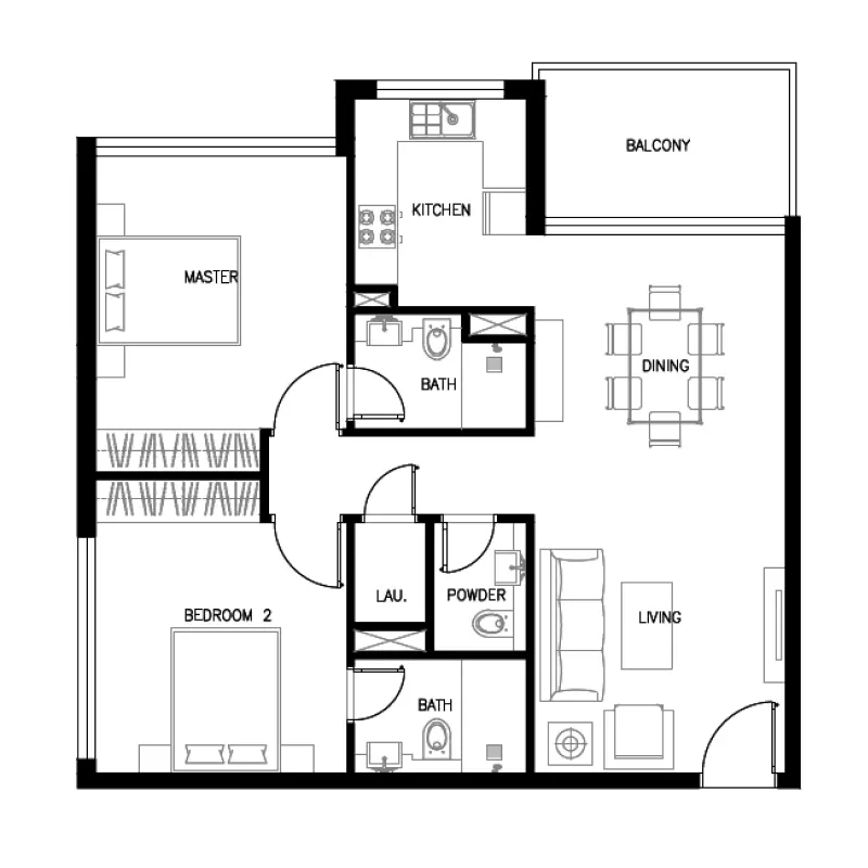 2 bedroom floor plan