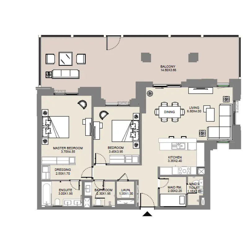 2 bedroom floor plan