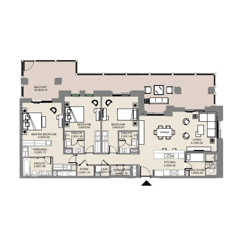 3 bedroom floor plan