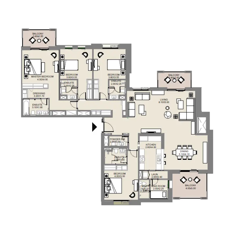 4 bedroom floor plan