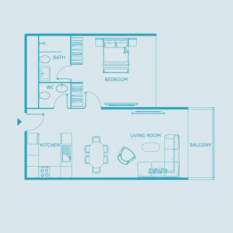 1 bedroom floor plan