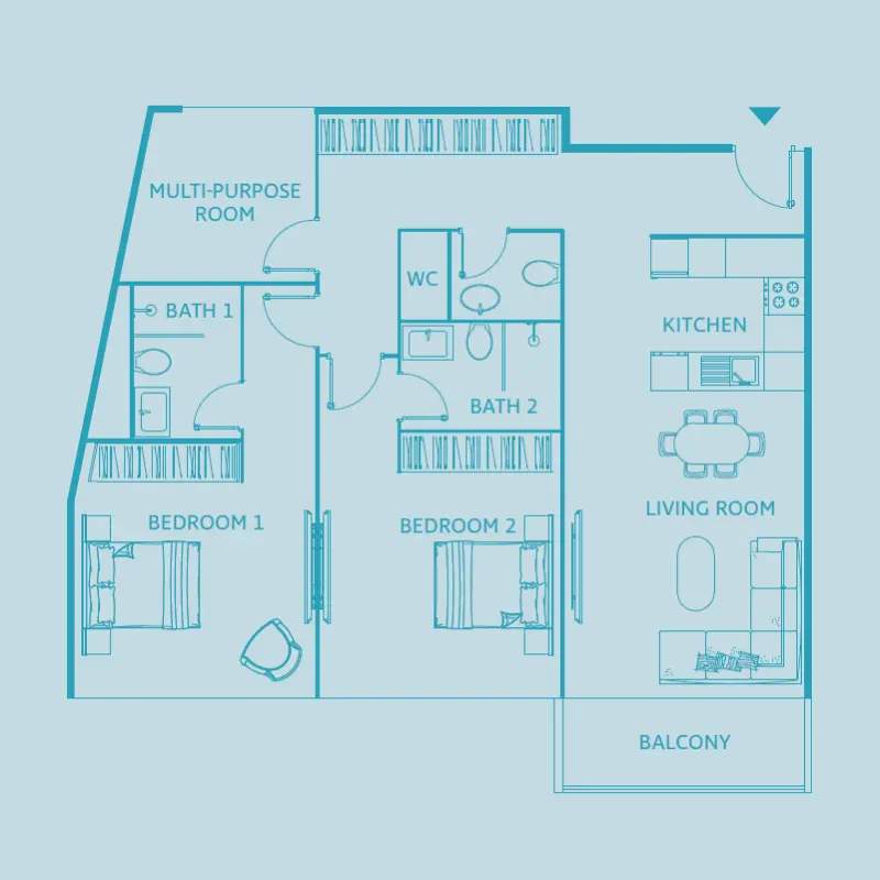 2 bedroom floor plan