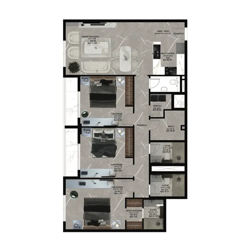 3 bedroom floor plan