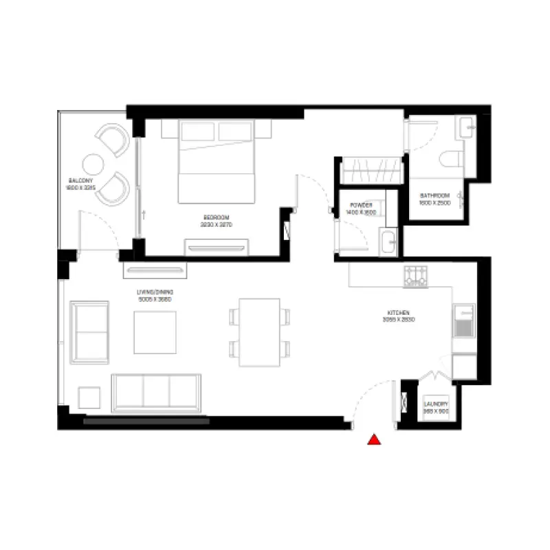 1 bedroom floor plan