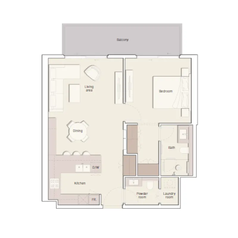 1 bedroom floor plan