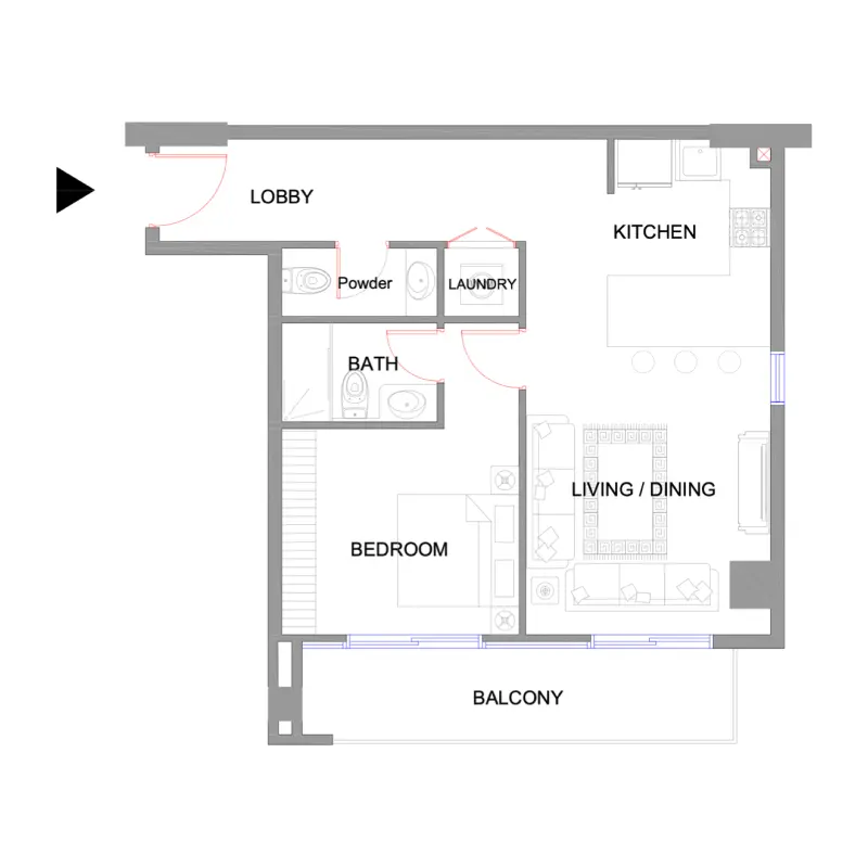 1 bedroom floor plan