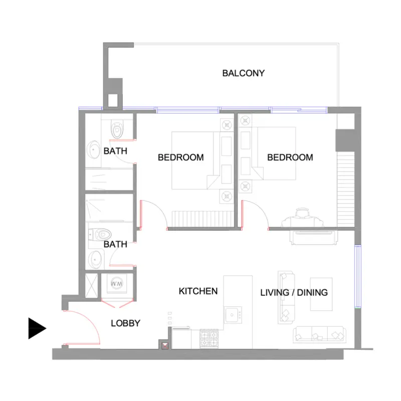 2 bedroom floor plan