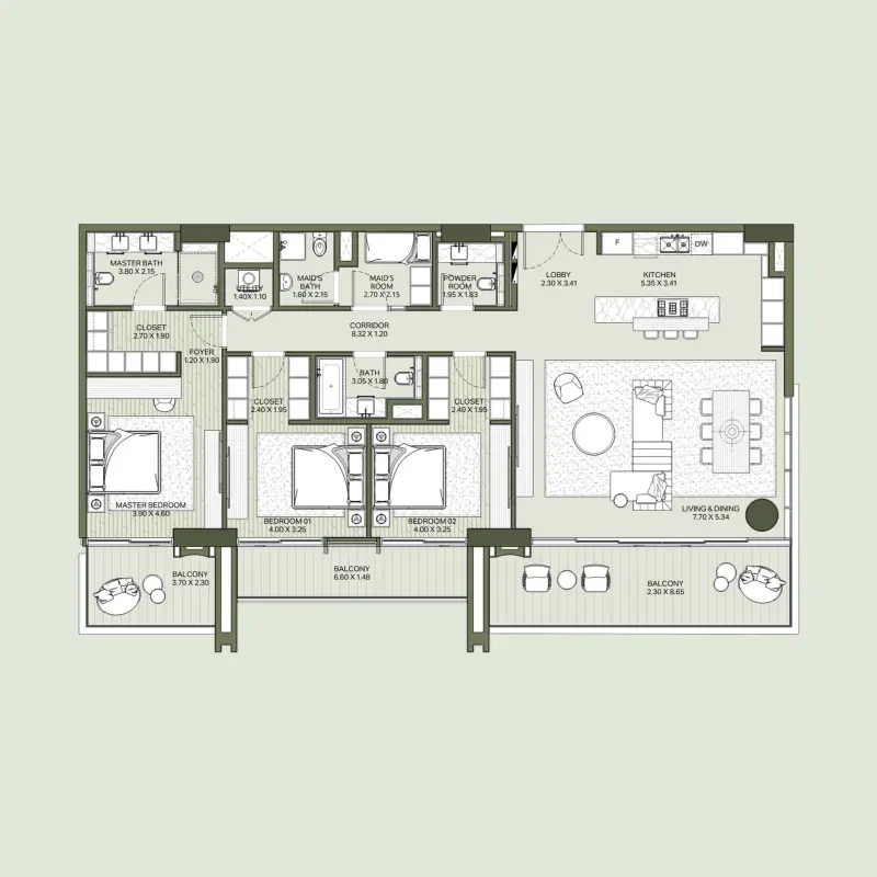 3 bedroom floor plan