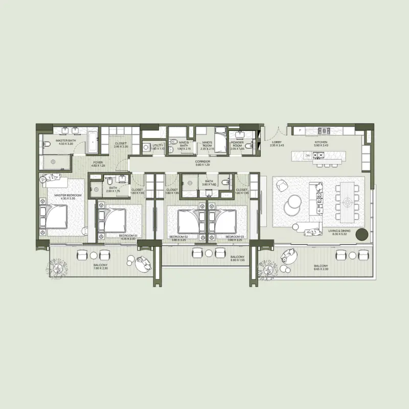 4 bedroom floor plan