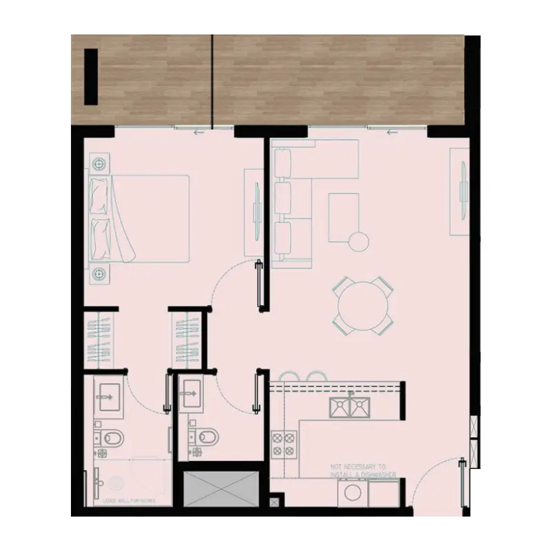 1 bedroom floor plan