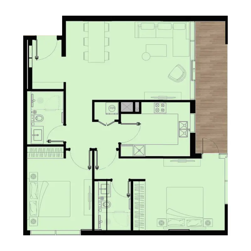 2 bedroom floor plan