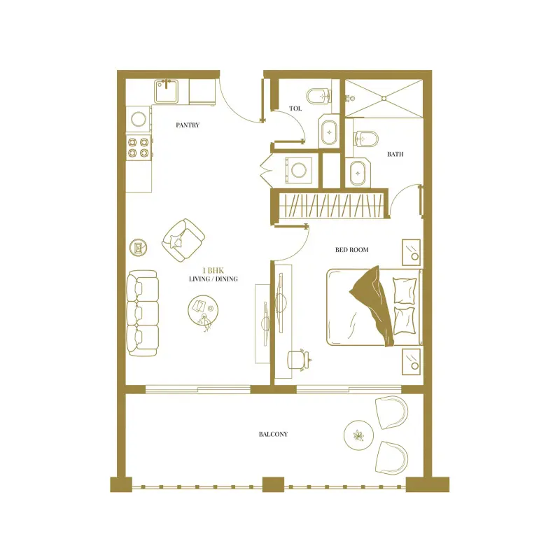 1 bedroom floor plan
