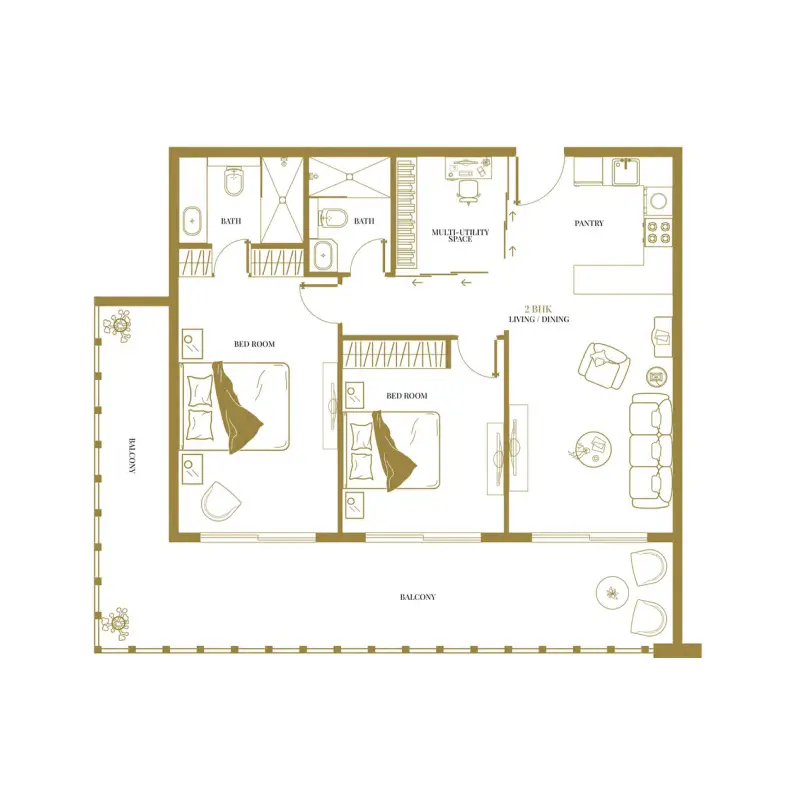 2 bedroom floor plan