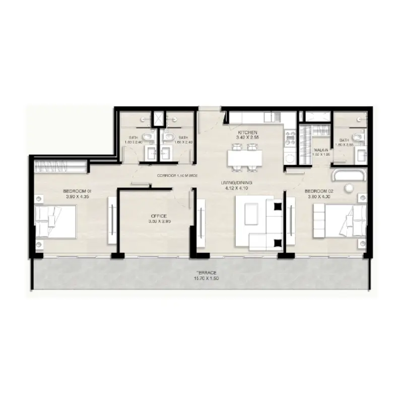 2 bedroom floor plan