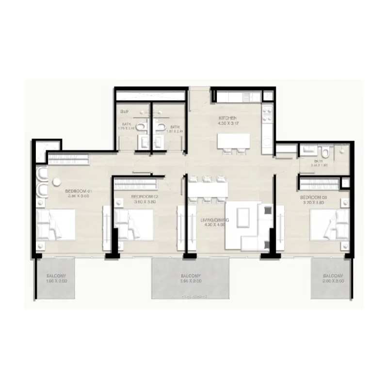 3 bedroom floor plan