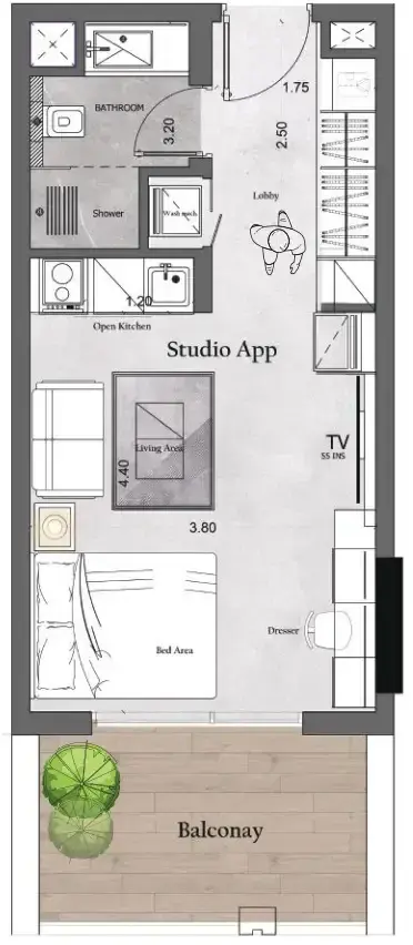 Studio apartments - Saray Prime Residence floor plan