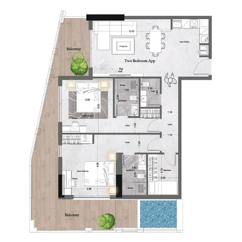 2,5 bedroom Apartments -  Saray Prime Residence floor plan