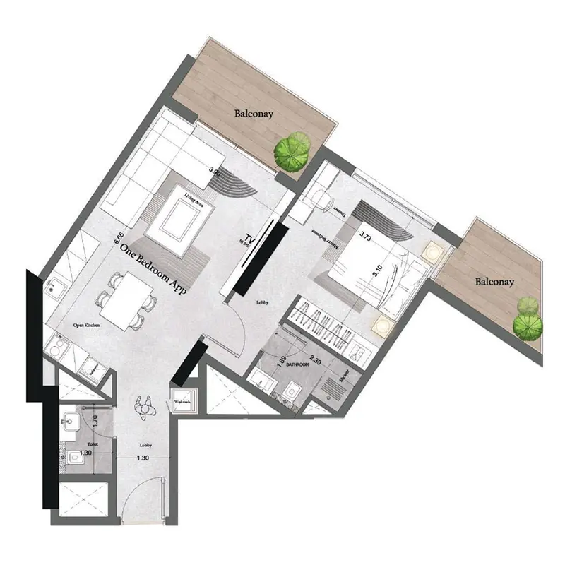 1 bedroom Apartments -  Saray Prime Residence floor plan
