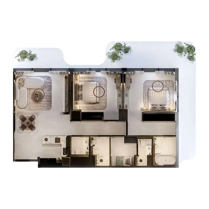 2 bedroom Apartments -  Seraph By Wadan floor plan