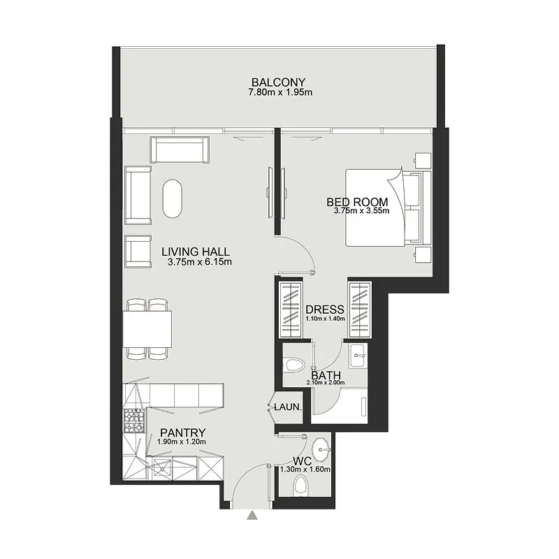 1 bedroom Apartments -  Ashley Hills floor plan