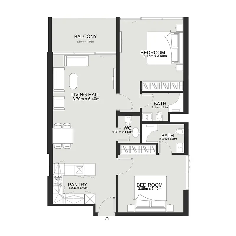 2 bedroom Apartments -  Ashley Hills floor plan