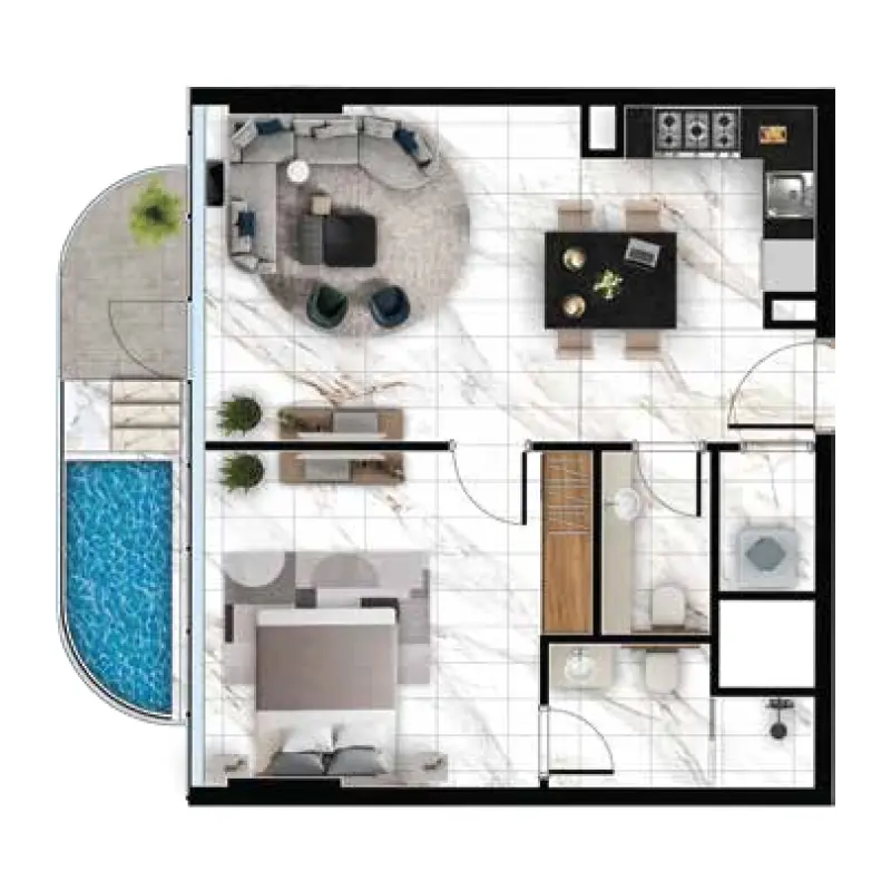 1 bedroom floor plan