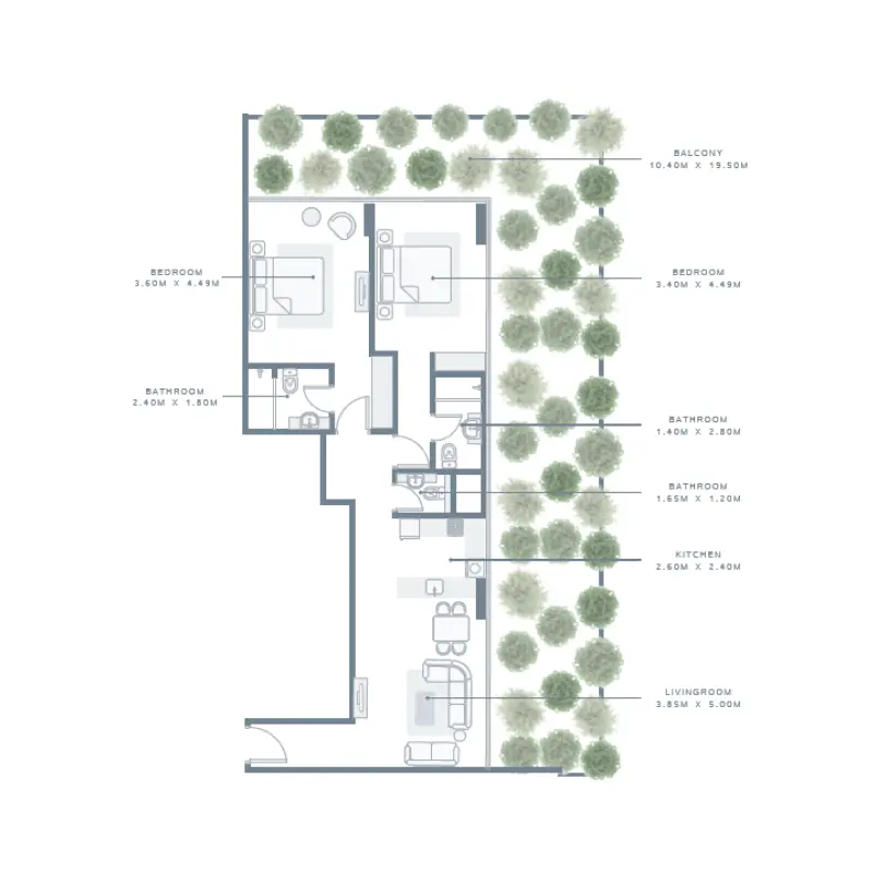 2 bedroom floor plan