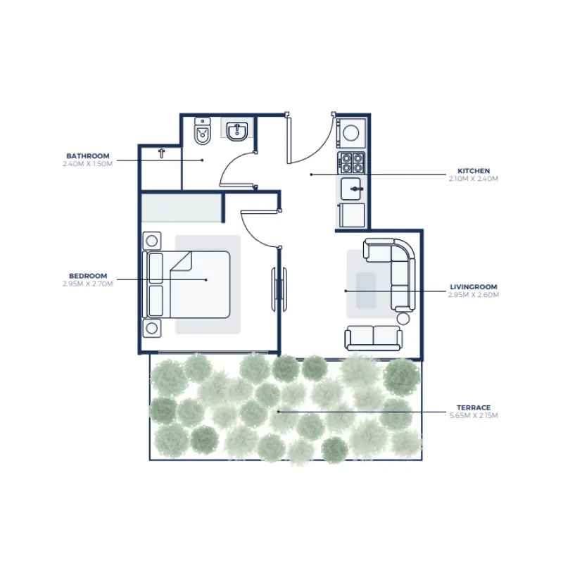 1 bedroom floor plan