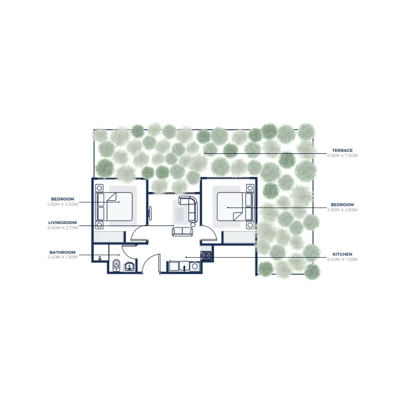 2 bedroom floor plan