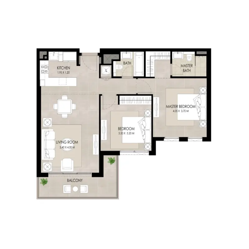 2 bedroom floor plan