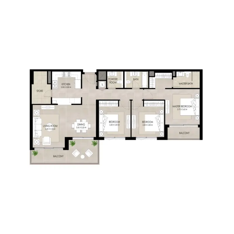 3 bedroom floor plan