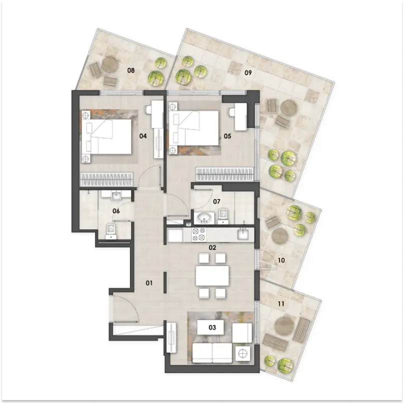 2 bedroom floor plan