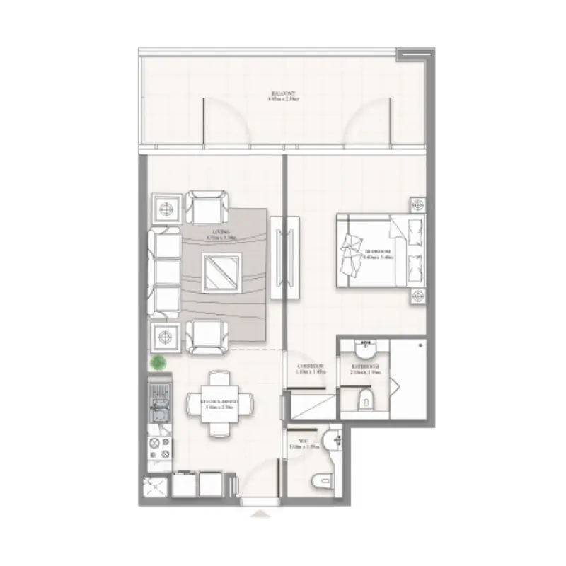 1 bedroom floor plan
