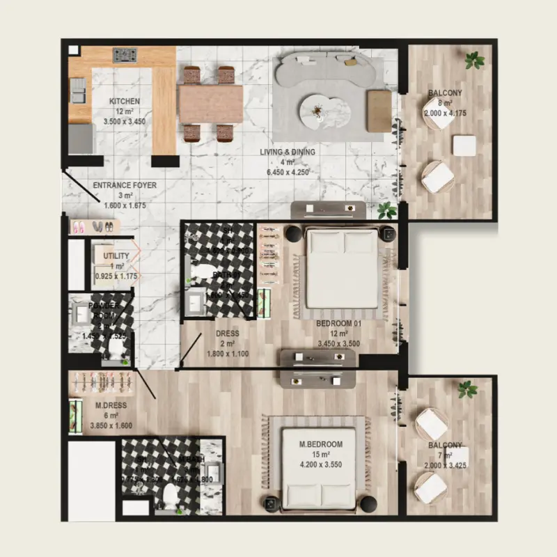 3 bedroom floor plan