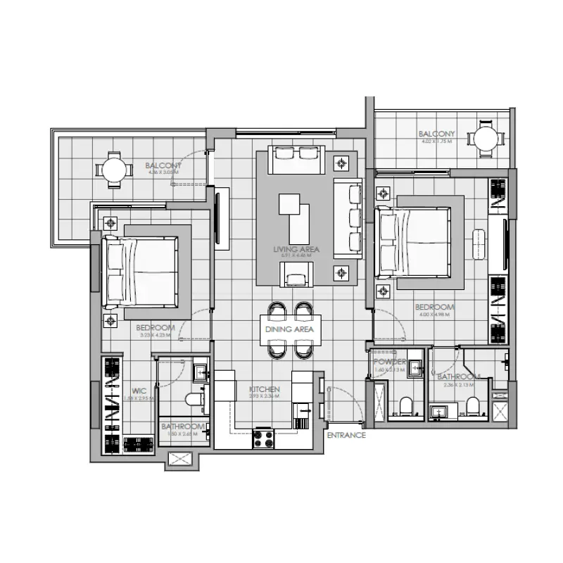 2 bedroom floor plan