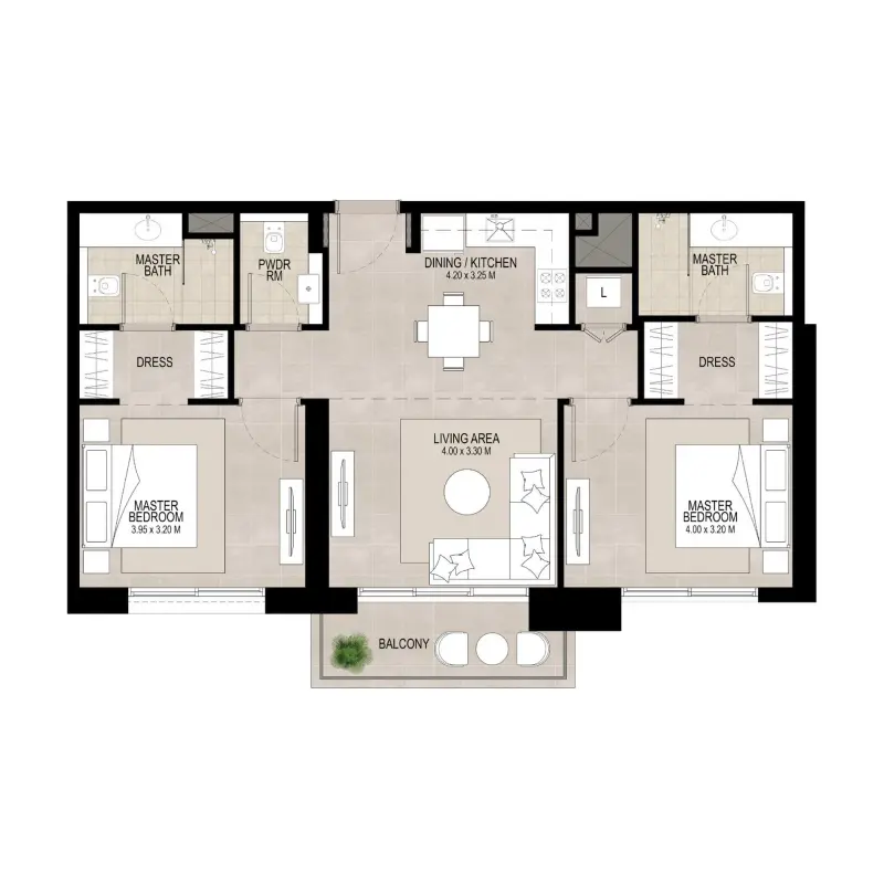 2 bedroom floor plan