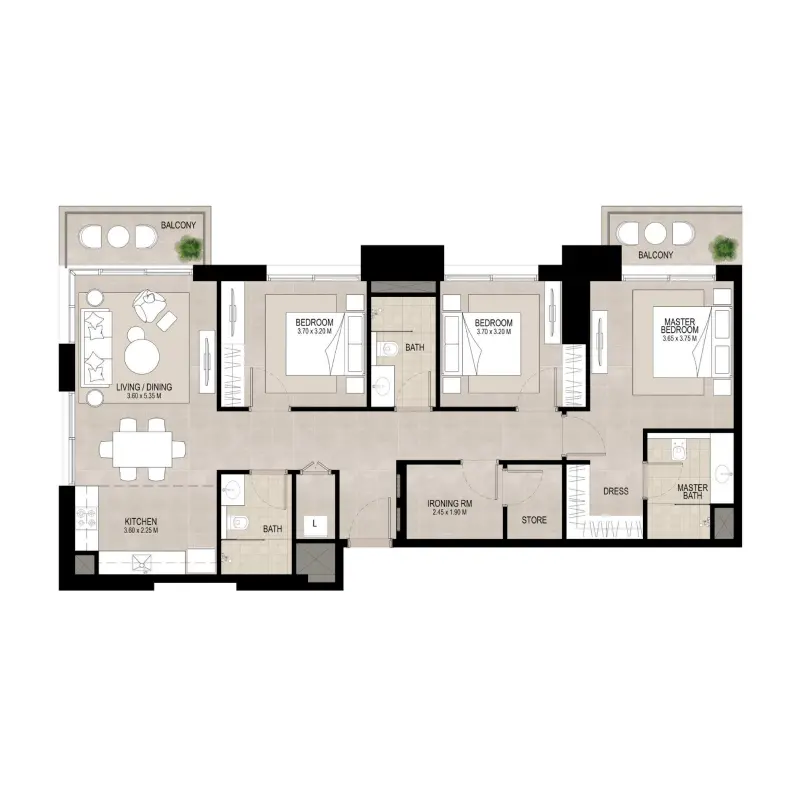 3 bedroom floor plan