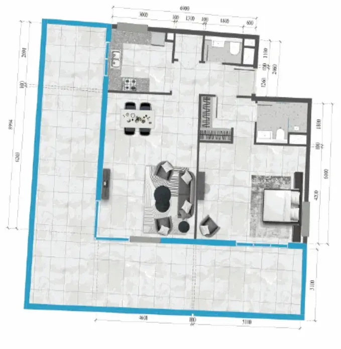 1 Bedroom apartments - Neva floor plan